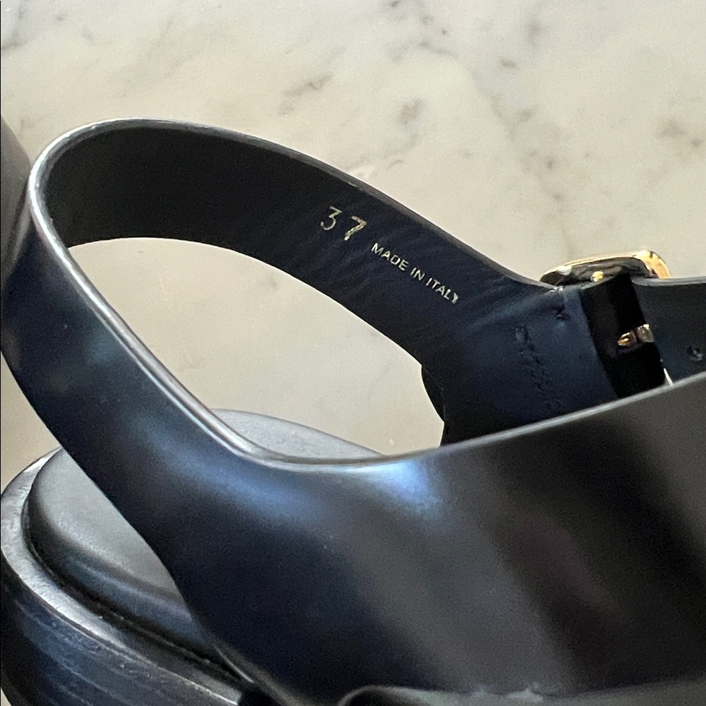 NEW Prada Fisherman Black Leather Sandals with Gold size 37 - Picture 7 of 13